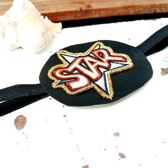 Star Embroidered Beaded Eye Patch, Adjustable Vision Accessory, Ocular, Costume - Picture 5 of 5